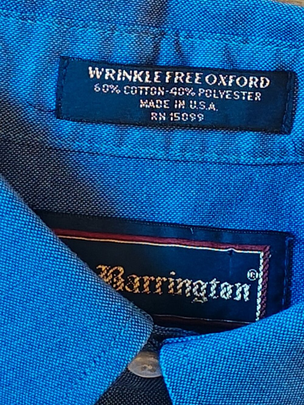 Vintage Barrington Blue Wrinkle Free Oxford Shirt Mens 15.5 34/35 Made in USA - Picture 4 of 11